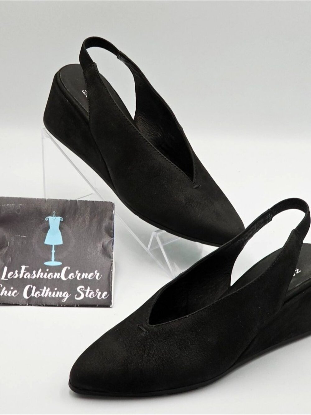 Eileen Fisher Womens Black Nubuck Leather Devi Tumbled Slingback Shoes Sz 6 2917 - Picture 11 of 16
